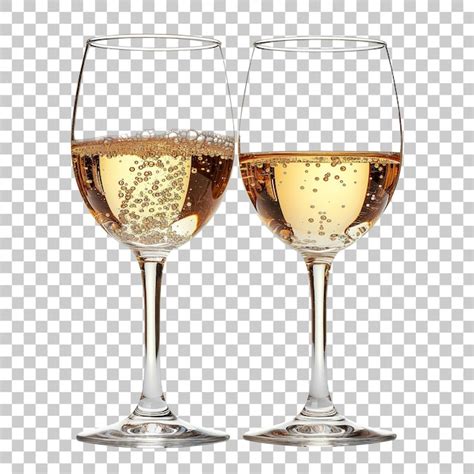 Premium Psd Two Glasses Of White Wine Isolated On Transparent Background