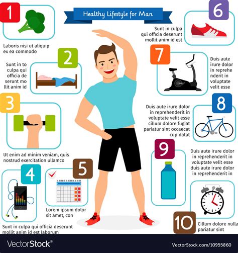 Healthy lifestyle for man infographics Royalty Free Vector