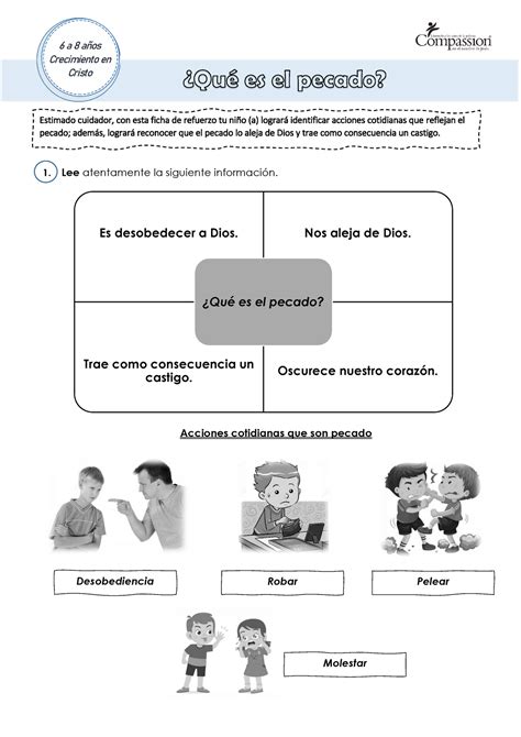 Ficha Qu Es El Pecado Acciones Cotidianas Que Son Pecado A