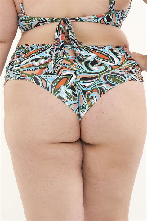 Calcinha Plus Size Fio Confort Paisley Verde Ilha Bikini