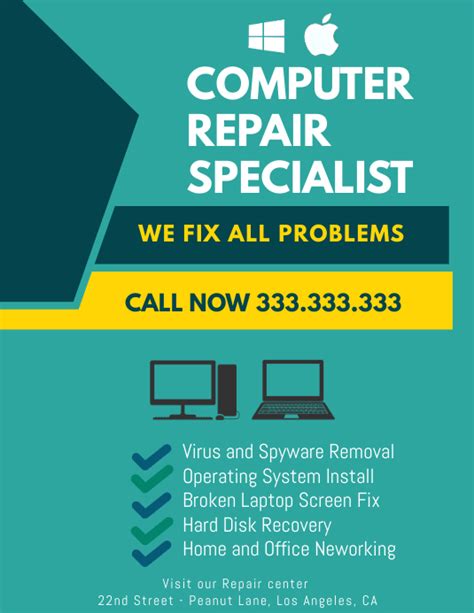 Computer Repair Flyer Template Postermywall