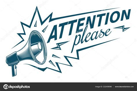 Attention please sign | Attention Please Sign Megaphone Vector ...