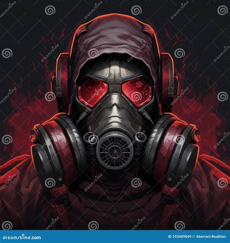 A Man In A Gas Mask With Red Eyes Stock Illustration Illustration Of