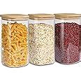 Comsaf Airtight Glass Storage Canister With Wood Lid Oz Ml Clear