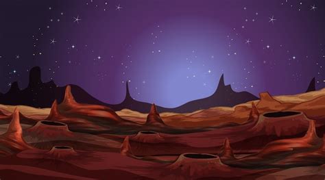 Paisaje En Planeta Alienígena Vector Gratis