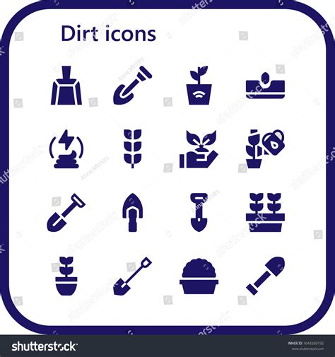 Dirt Icon Set 16 Filled Dirt Stock Vector Royalty Free 1643269192