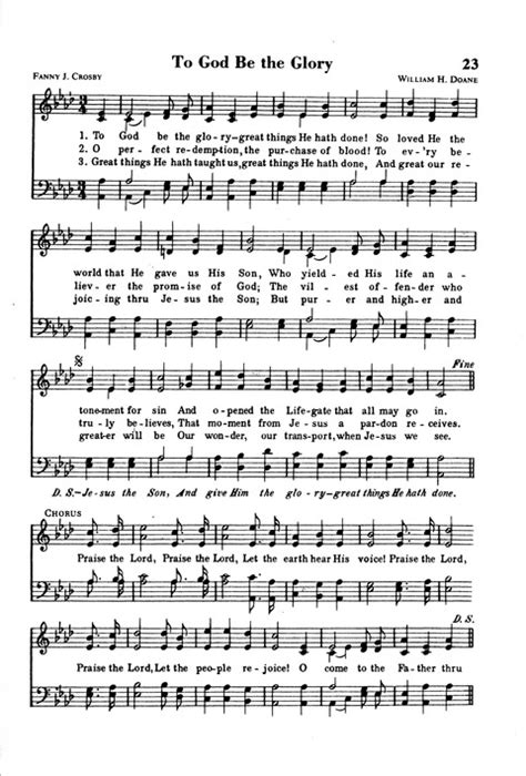 The New National Baptist Hymnal 23. To God be the glory – great things He hath done! | Hymnary.org