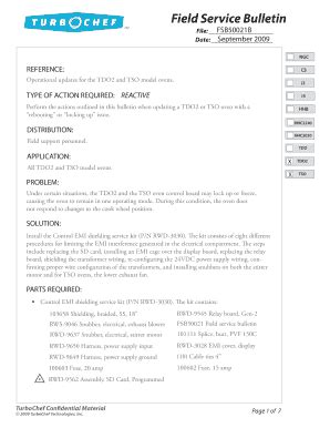 Fillable Online Field Service Bulletin Fax Email Print Pdffiller
