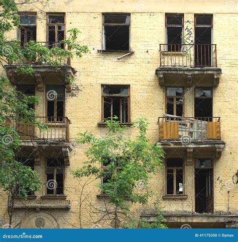 Abandoned Uninhabited House before Renovation Fron Stock Photo - Image