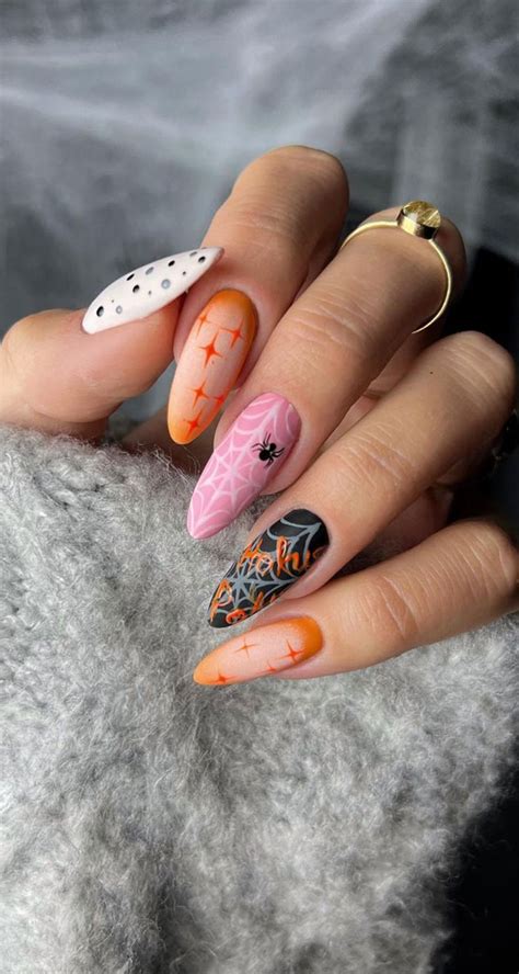 Best Halloween Nails Spider Web Ombre Almond Nails Fab