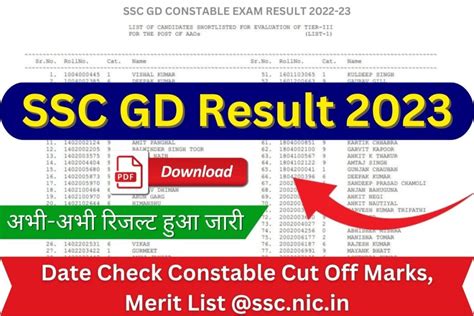 Ssc Gd Result Date Check Constable Cut Off Marks Merit List Ssc