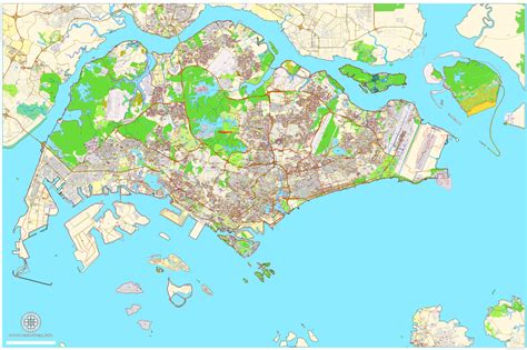 Printable Map Singapore Exact City Plan Street Editable Adobe Illustrator