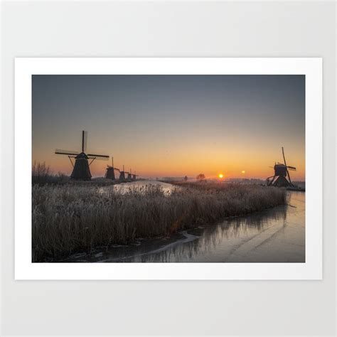 Kinderdijk Sunrise Art Print by David Lichtneker | Society6