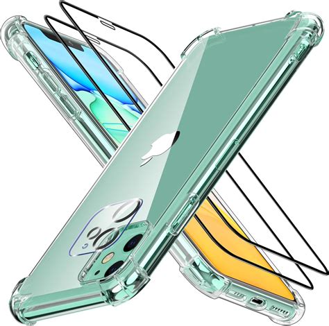 FLLAO 4 en 1 Coque pour iPhone 11 avec 2 Verre Trempé et 1 Caméra