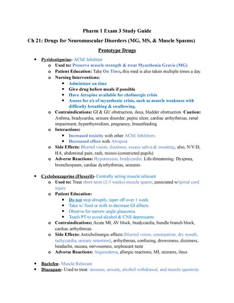 Pharm Exam Sg Exam Review Pharm Exam Study Guide Ch Drugs