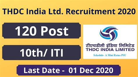 THDC Recruitment 2020 Apply Now ITI Govt Jobs 2020 Govt Jobs For