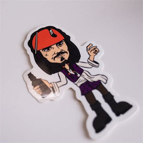 Captain Jack Sparrow Sticker Hand Drawn Custom Design Pirates Of The