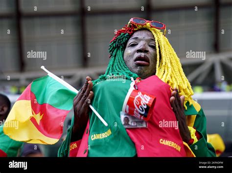 A Cameroon Fan Ahead Of The Fifa World Cup Group G Match At The Al