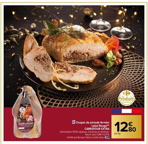 Promo Chapon De Pintade Fermier Label Rouge Carrefour Extra Chez Carrefour