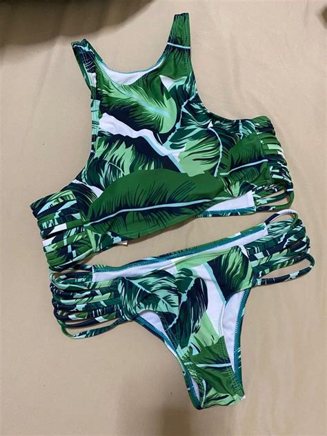 Tropical Racerback Bikini Women S Fashion Swimwear Bikinis Swimsuits On Carousell
