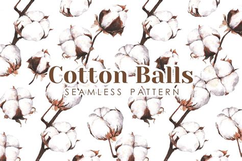 Watercolor cotton seamless pattern, Scrapbook digital paper