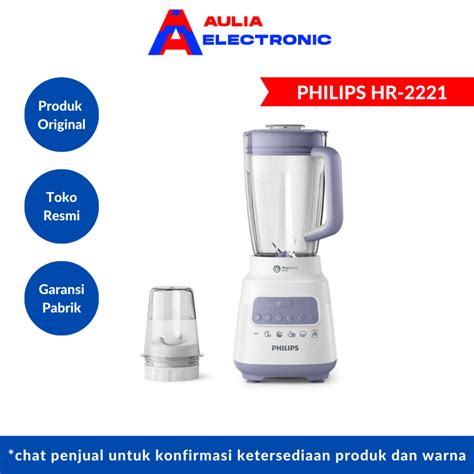 Jual PHILIPS BLENDER HR 2221 2 LITER GELAS PLASTIK 2 IN 1 DRY MILL