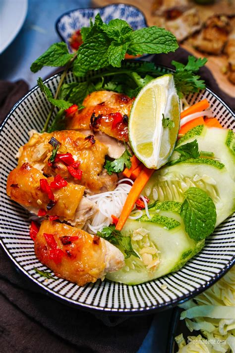 Vietnamese Lemongrass Chicken Bowl With Nuoc Cham Nomadette