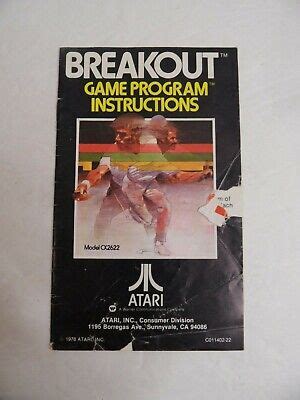 Vintage Atari 2600 Breakout Video Game Program Instruction Manual Only