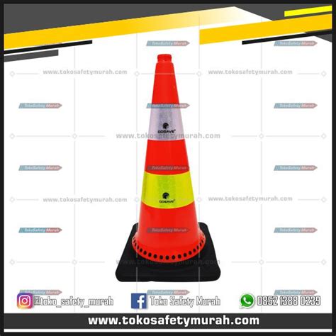 Traffic Cone Kerucut Jalan Safety Cone 75 Cm Dasar Hitam Gosave