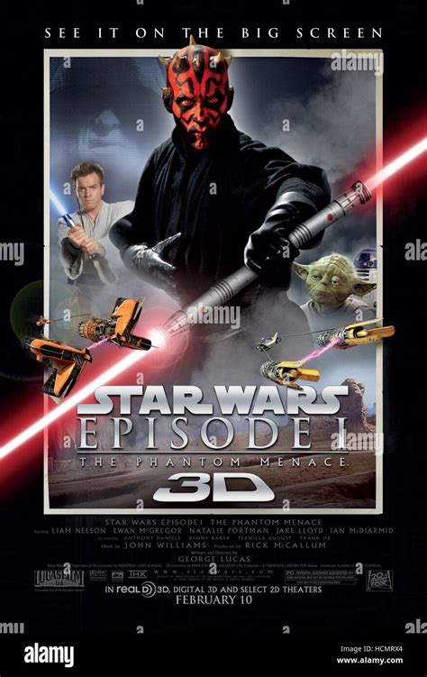 STAR WARS EPISODE I THE PHANTOM MENACE US Poster Art For 2012 3D Re