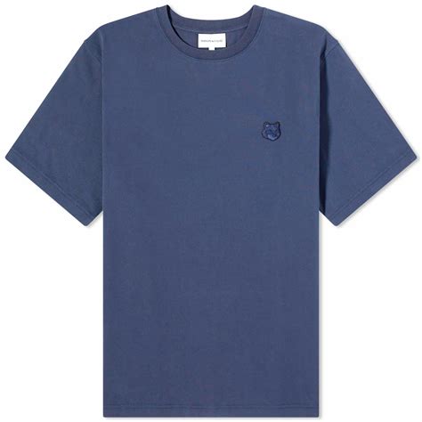 Maison Kitsuné Mens Bold Fox Head Patch Comfort T Shirt In Ink Blue