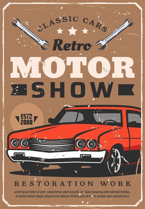 Retro cars show vintage auto motor club 16164601 Vector Art at Vecteezy