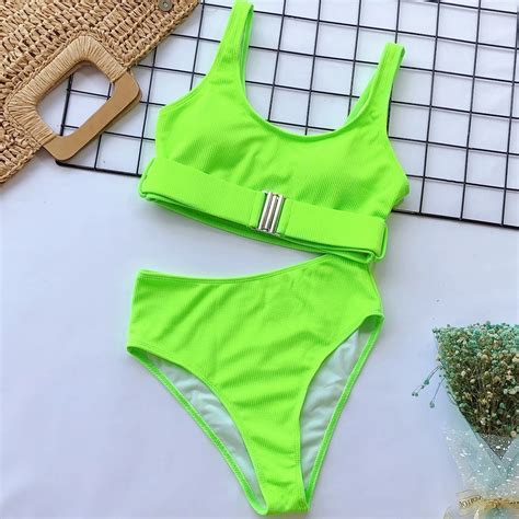 2019 New Neon Bikini Wholesale Swimwear Women Push Up Bikini Padded Swimsuit Maillot De Bain