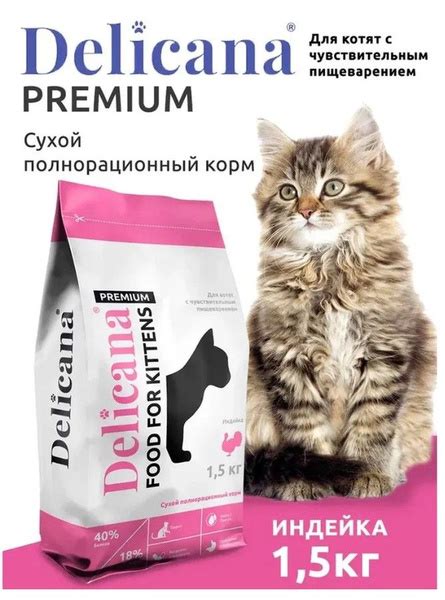 Сухой корм Delicana для котят с чувствительным пищеварением с индейкой ...