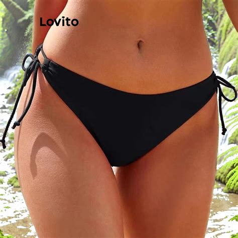 Lovito Women Casual Plain Lace Up Bikini Bottoms LNL Shopee Philippines