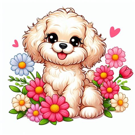 El Lindo Perro Maltipoo Vector Ilustración De Dibujos Animados Vector