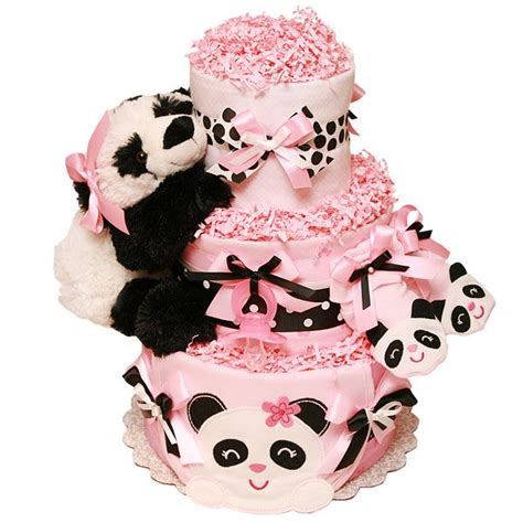 Baby Panda Pink Diaper Cake | Baby diaper cake, Pink diaper cakes, Baby ...