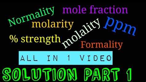 SOLUTION PART 1/CLASS 12/CONCENTRATION TERMS/MOLARITY/NORMALITY/PPM