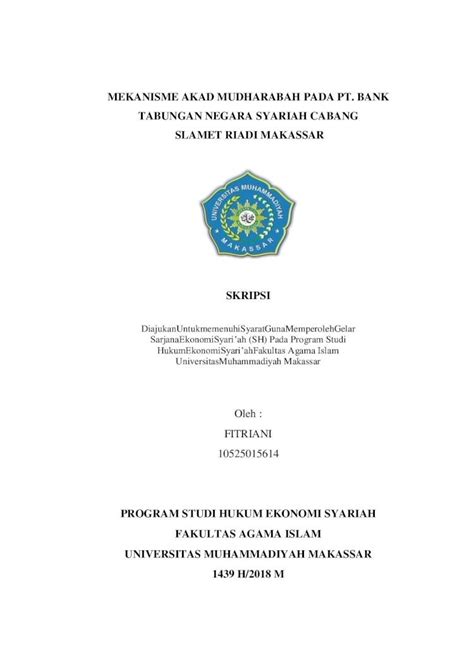 Pdf Mekanisme Akad Mudharabah Pada Pt Bank Tabungan