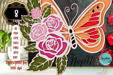 Rose And Butterfly D Svg V Graphic By Nopnop Mandala Design