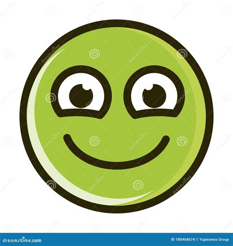 Línea De Expresión De La Cara Del Emoticono Graciosa Smiley Feliz E