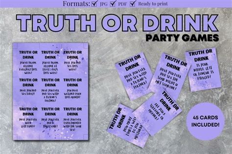 Truth Or Drink Drinking Games Bundle Printable 2385409