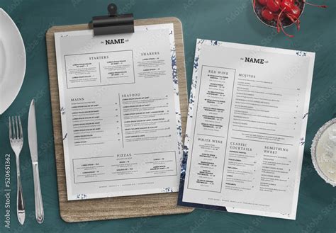 Simple Food Menu Layout and Restaurant Flyer Stock Template | Adobe Stock