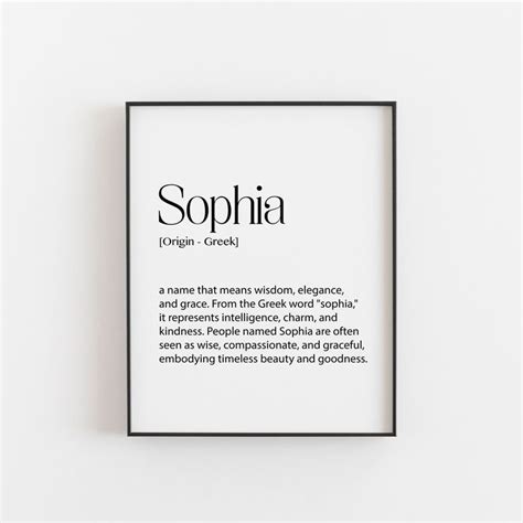 Sophia Name Meaning Print Girls Name Art Nursery Decor Personalised