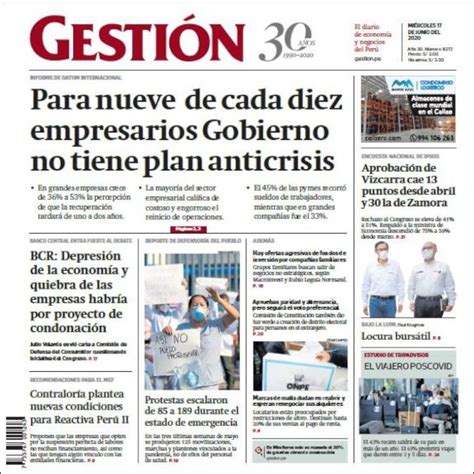 Periódico Diario Gestión Perú Periódicos de Perú Edición de jueves