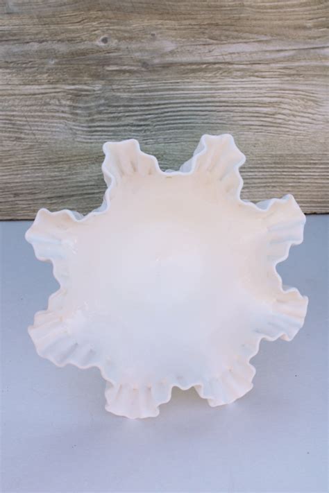 Vintage Fenton Hobnail Milk Glass Large Compote Pedestal Bowl W