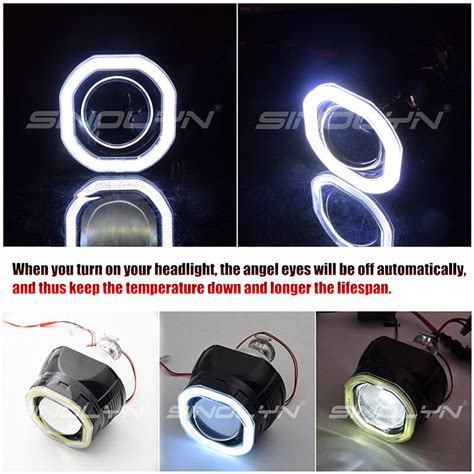 Upgrade 2 5 COB LED Angel Eyes Halo DRL HID Projector Lens Headlight