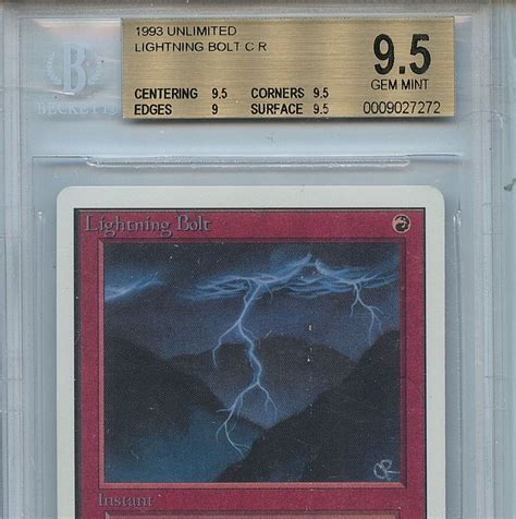 MTG Unlimited Lightning Bolt BGS 9 5 Gem Mint Card Magic Amricons 7272