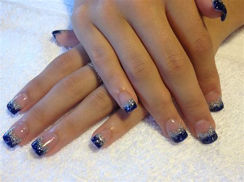 Blue French Nails Designs Design Talk