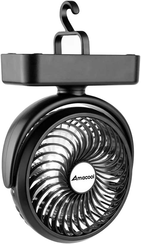 Amacool Portable Battery Camping Fan With Led Lantern Rechargeable